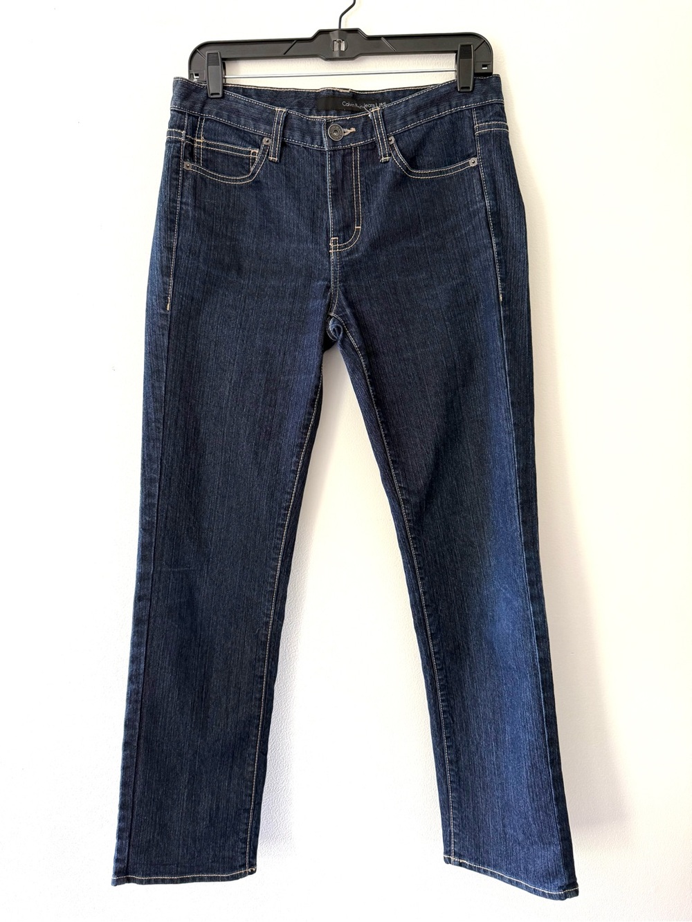 Calvin Klein Dark Wash Mid Rise Skinny Jeans 28/6 Omega Stitch Classic Designer